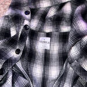 YoungLA Monochrome Plaid Button-Up Shirt